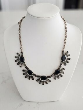 J. Crew Black Crystal Sunburst Necklace